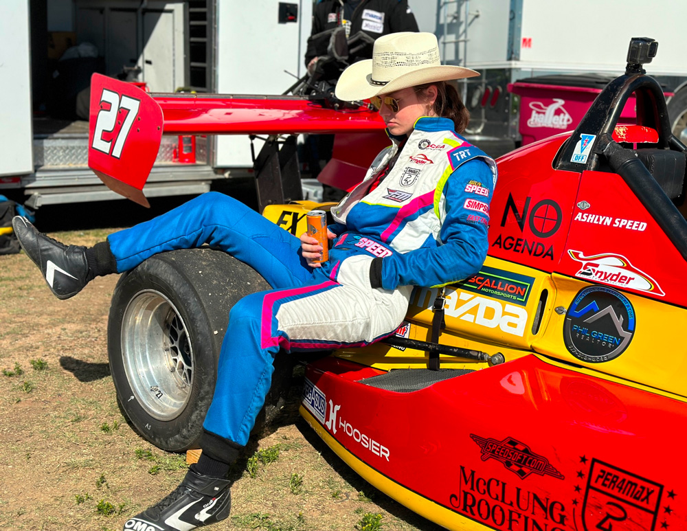 Ashlyn with her Formula Mazda Race Car